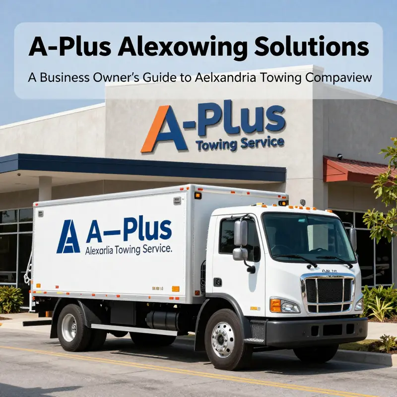 A-Plus Alexandria Towing Service parked outside a business, ready to assist with towing needs.