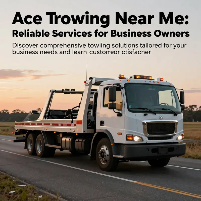 Ace Towing truck at sunset, emphasizing 24/7 availability for towing services.