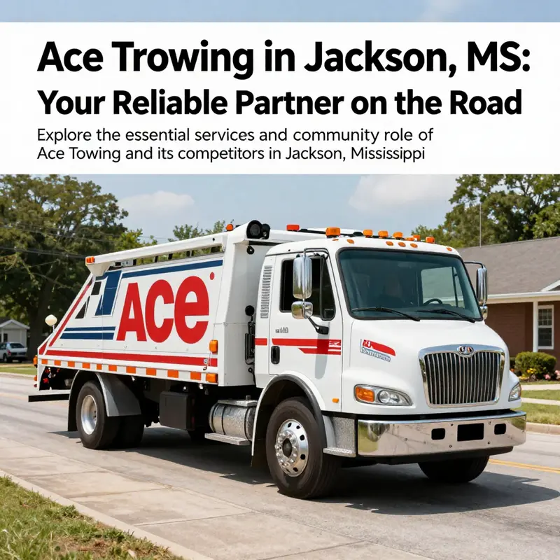 A well-maintained tow truck parked against a scenic backdrop of Jackson, MS, symbolizing reliable roadside assistance.