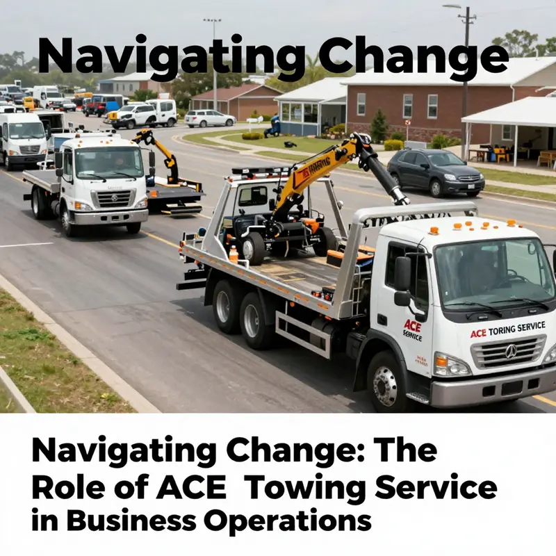 A collection of ACE Towing Service trucks engaged in various roadside assistance tasks.