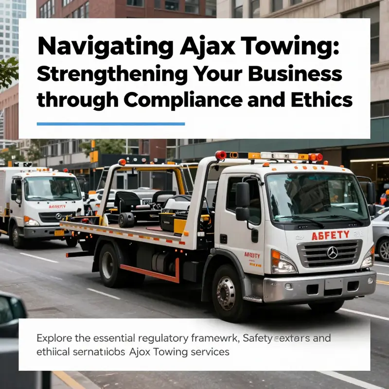 A busy urban scene showing tow trucks performing services, illustrating the professionalism and compliance of Ajax Towing.