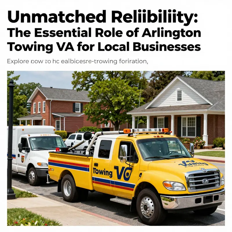 A fleet of Arlington Towing vehicles poised for action in an urban setting.