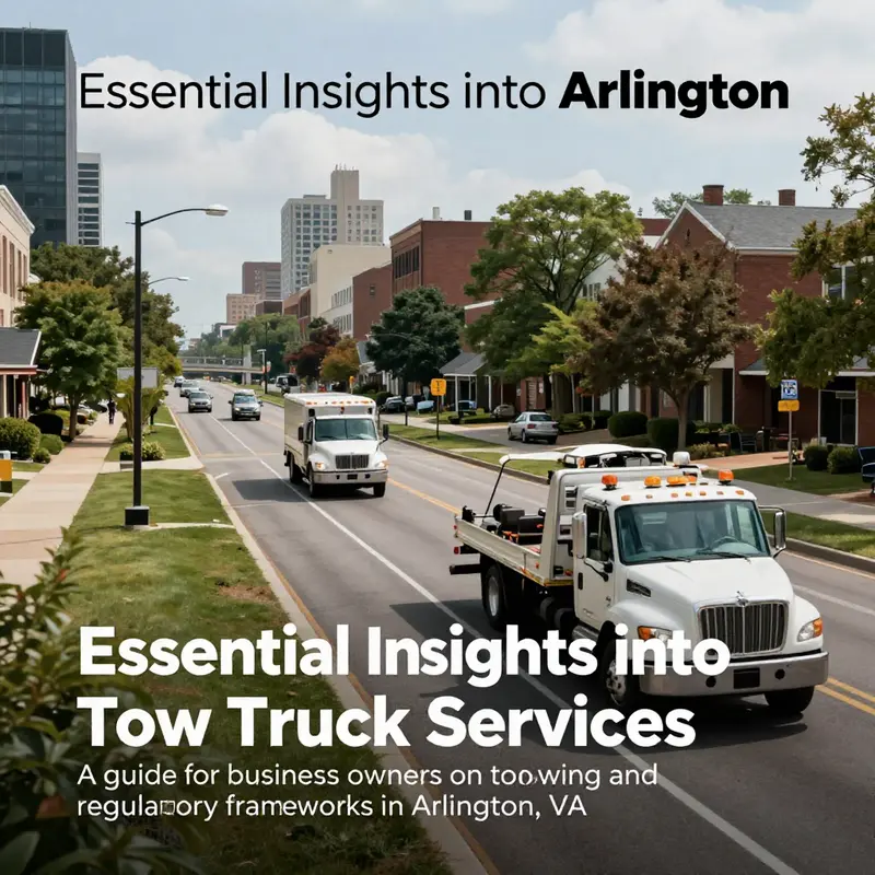 A scenic view of Arlington, Virginia, featuring roads and tow trucks in the landscape.