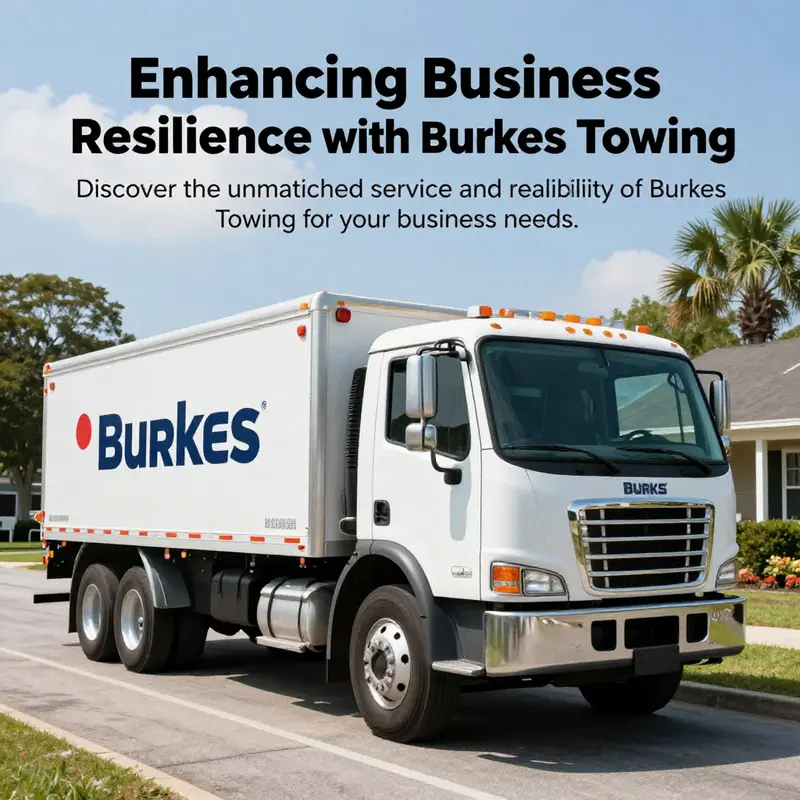 A Burkes Towing vehicle positioned prominently in a sunny Hampton, VA street, symbolizing the company’s readiness and reliability.