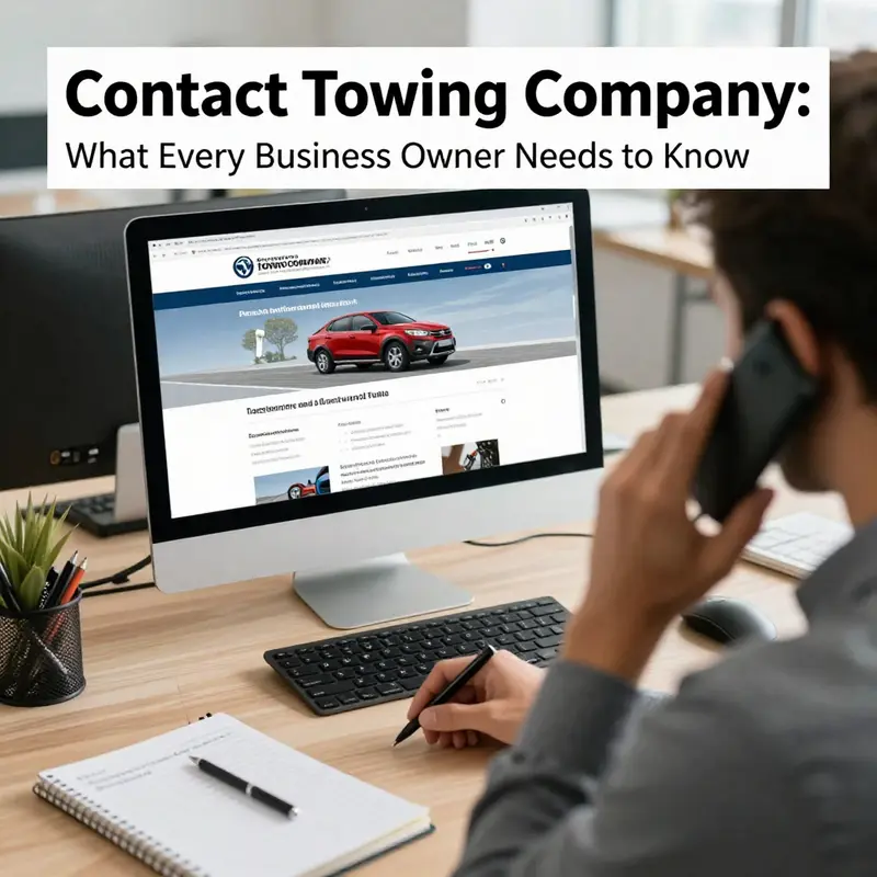 A business owner preparing to contact a towing service, showcasing the importance of being organized.