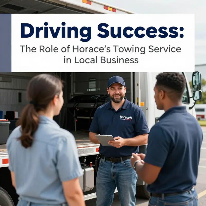 Horace’s Towing Service operations yard, demonstrating the range of vehicles and equipment used for towing.