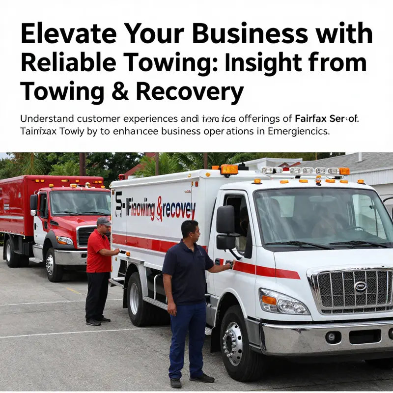 A comprehensive image of the Fairfax Towing & Recovery team with their fleet and a happy customer.
