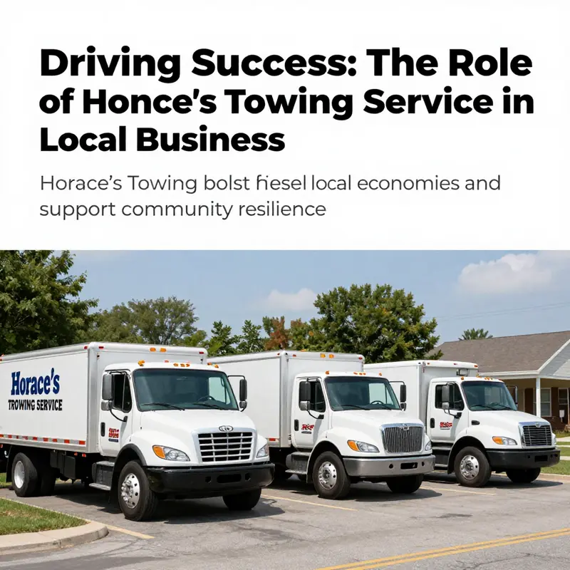 Several towing trucks from Horace's Towing Service lined up against a picturesque background, symbolizing reliability.
