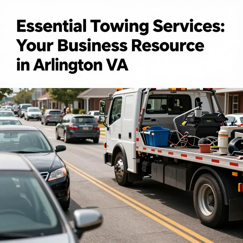 An Arlington street scene featuring a tow truck ready to assist vehicles, representing the towing services in the area.