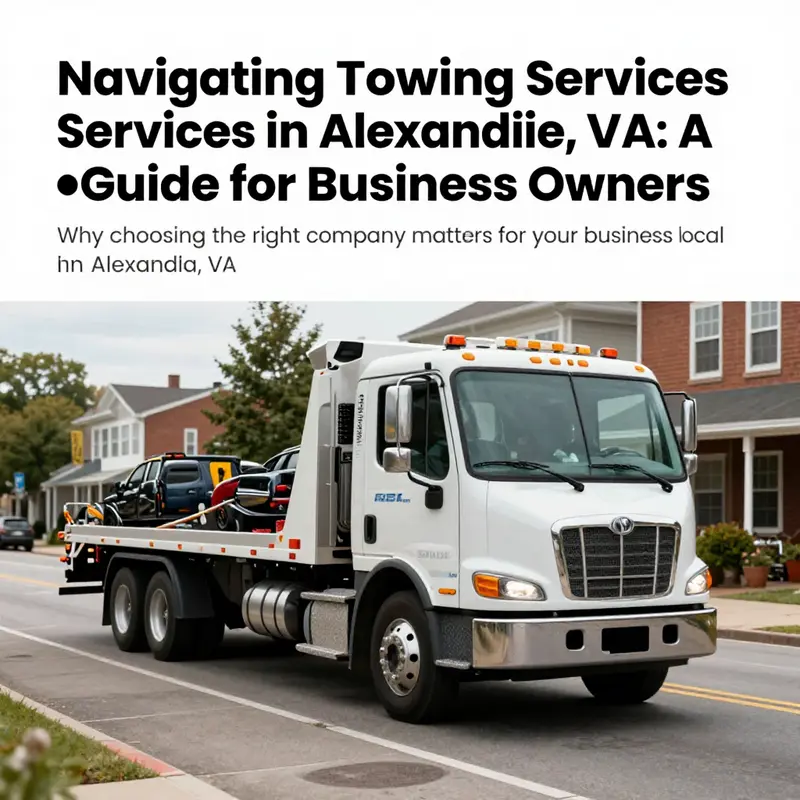 Tow truck navigating the streets of Alexandria, VA, symbolizing the vital towing services available for businesses.