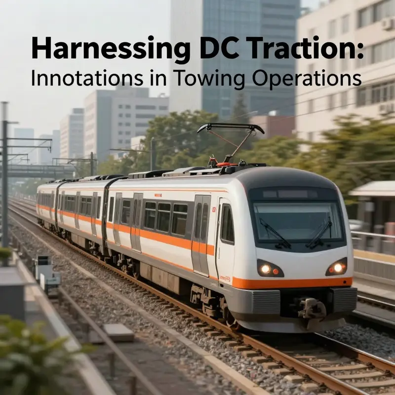 An urban train employing DC traction to tow another vehicle, showcasing efficient systems.