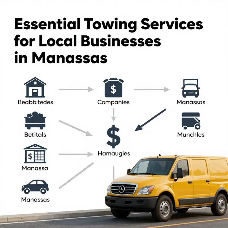 An overview of diverse towing companies operating in Manassas, showcasing their vehicles and branding.