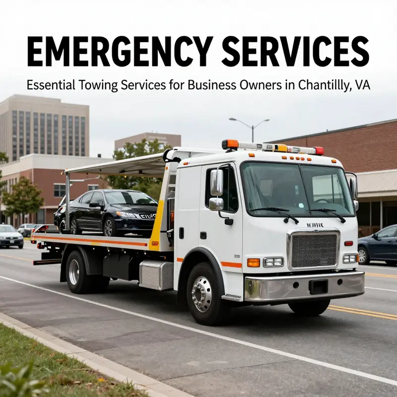 A tow truck ready to assist on the busy streets of Chantilly, emphasizing the importance of emergency towing services.