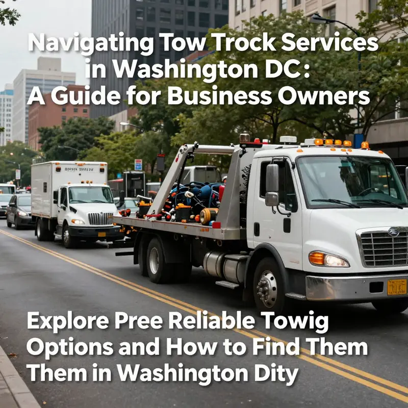 A vibrant scene depicting multiple towing vehicles operating in Washington DC, highlighting the importance of towing services.