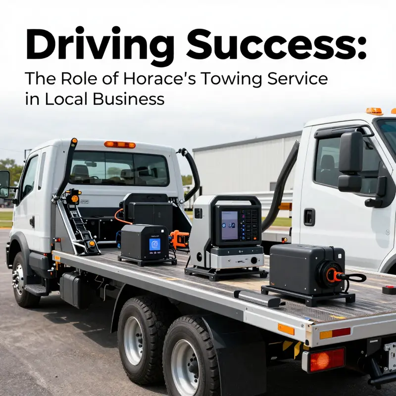 Horace’s Towing Service operations yard, demonstrating the range of vehicles and equipment used for towing.