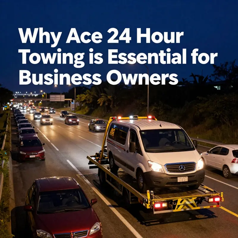 Ace 24 Hour Towing assists a business vehicle in distress during nighttime.