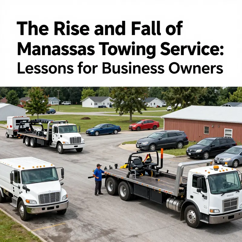 The empty lot of the former Manassas Towing Service, representing the impact of business closure.