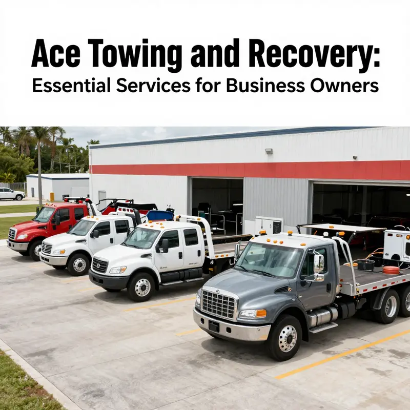 Ace Towing and Recovery’s diverse fleet ready for road assistance.