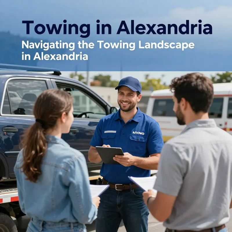 A fleet of various towing vehicles prepared to assist in Alexandria, highlighting the variety of services available.