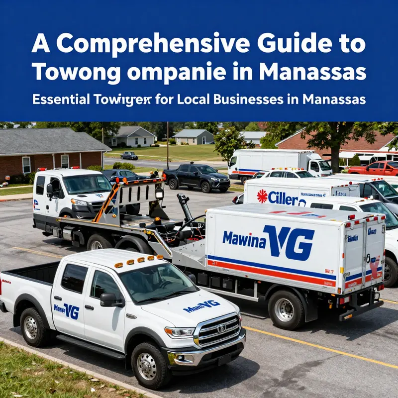 An overview of diverse towing companies operating in Manassas, showcasing their vehicles and branding.