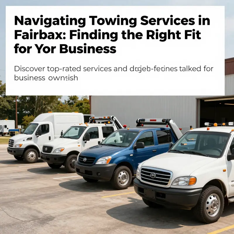 A range of towing vehicles and service options showcased at a towing yard in Fairfax.