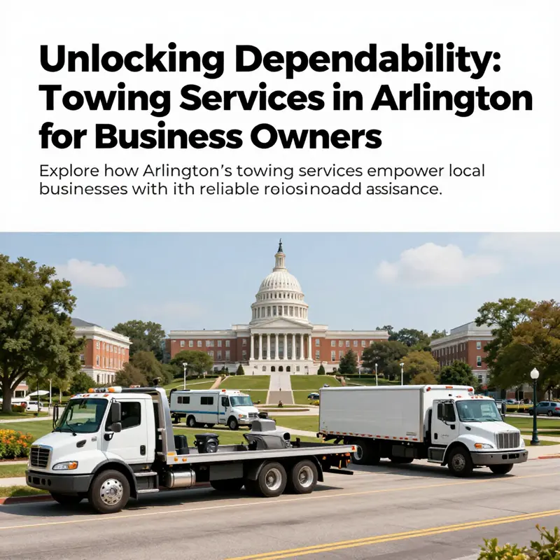 A view of Arlington featuring professional tow trucks, symbolizing the essential role of towing services in supporting local businesses.