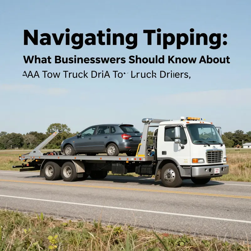 A tow truck from AAA assisting a stranded vehicle on the roadside, highlighting the role of tipping in service appreciation.