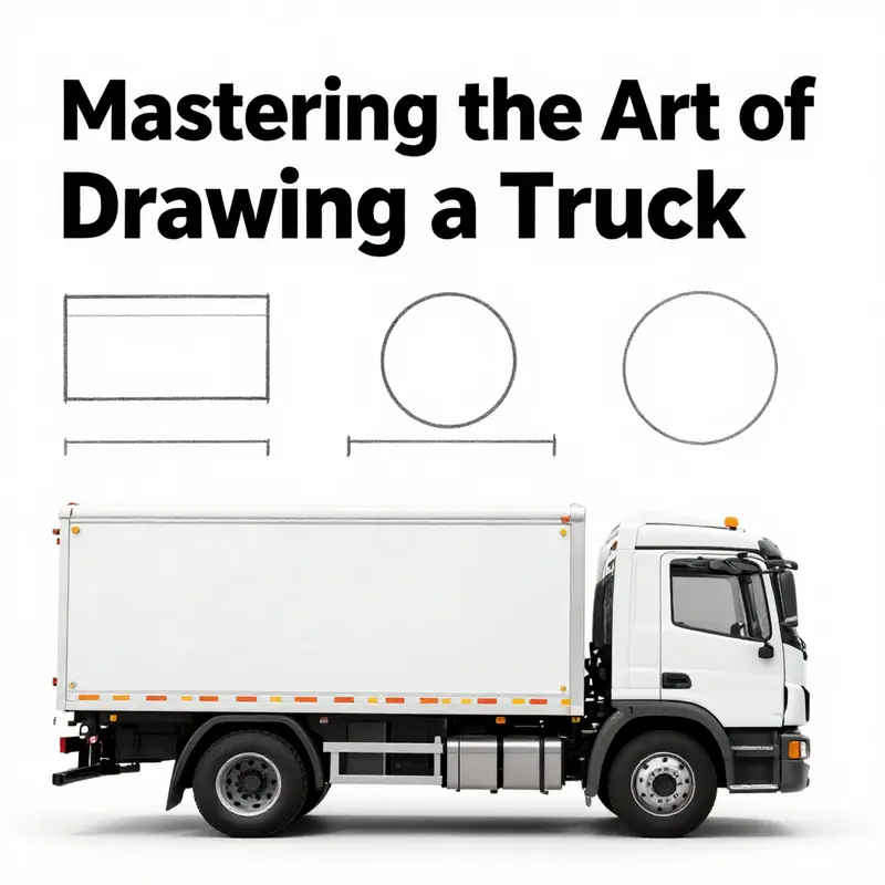 Illustration of initial shapes that form the foundation of a tow truck drawing.