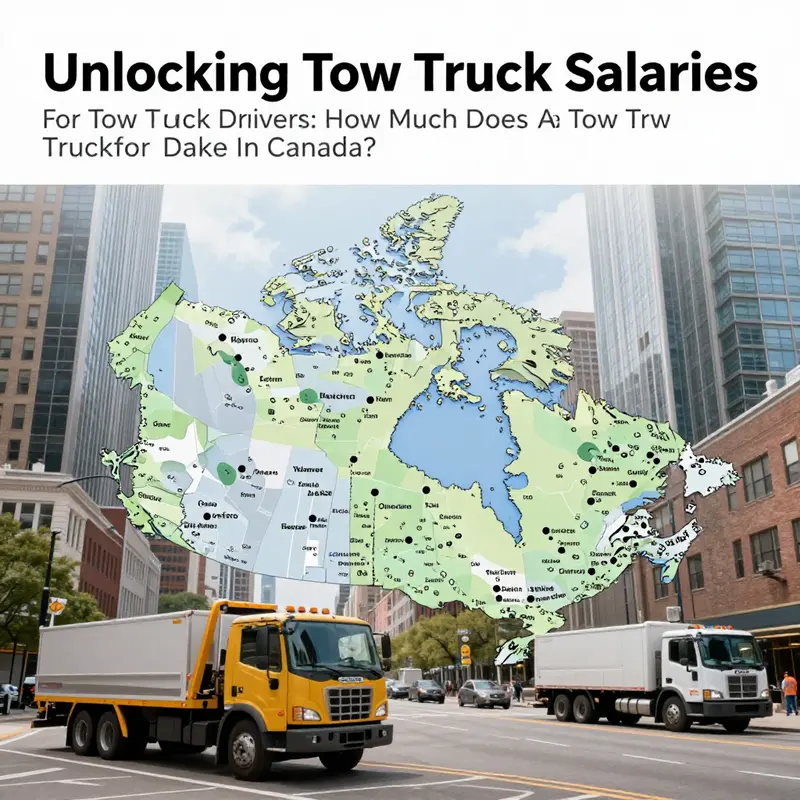 Map showing regional salary disparities for tow truck drivers across Canada.