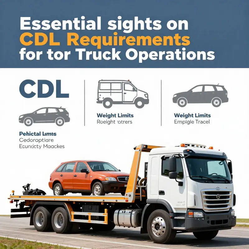Illustration of CDL requirements for tow trucks, highlighting regulations based on vehicle weight.