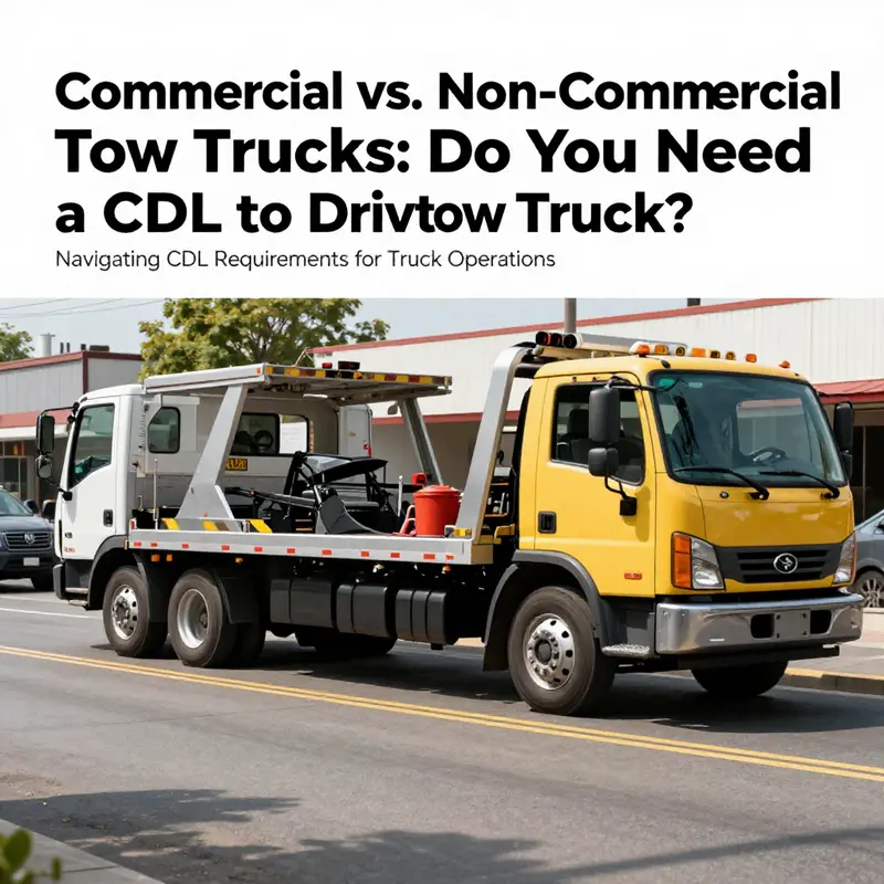 A tow truck showcasing its specifications, illustrating the importance of understanding CDL requirements for compliance.