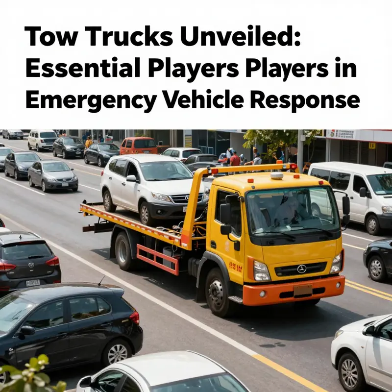 A tow truck assisting a disabled vehicle at an intersection, symbolizing its importance in emergency responses.