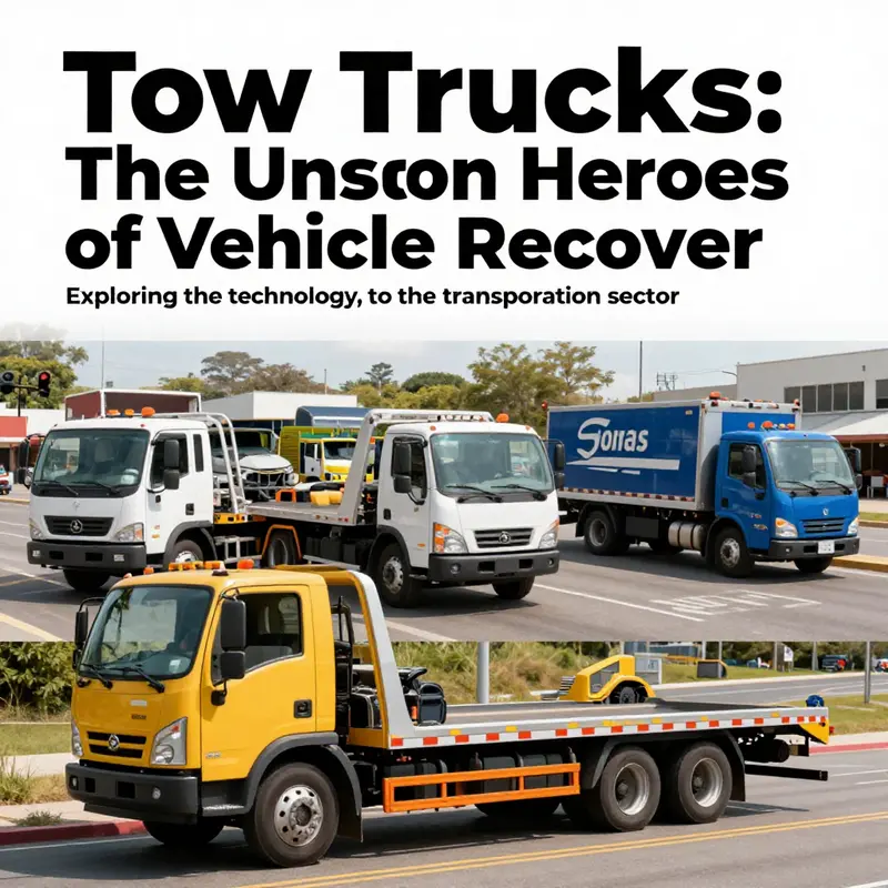 A cover image displaying an assortment of tow trucks illustrating their versatility and importance in road safety and vehicle recovery.