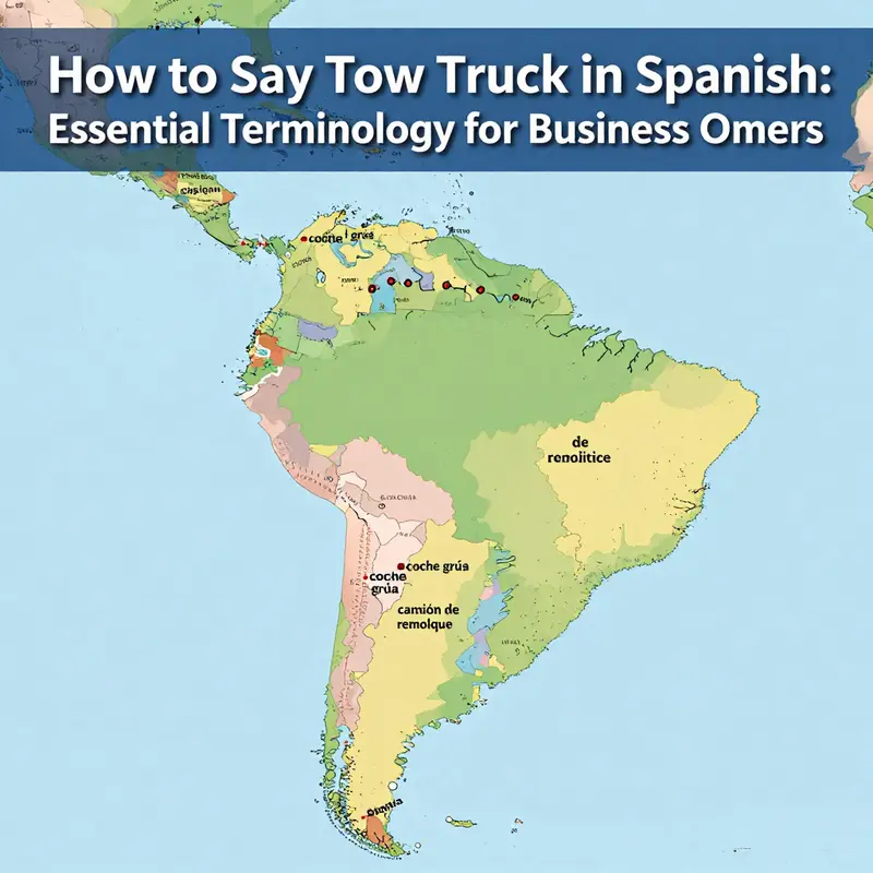 Various translations for ‘tow truck’ highlighted with an image of a camión grúa.
