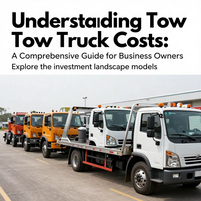 A collection of tow trucks, including rotator and flatbed models, displaying the diversity in towing equipment.