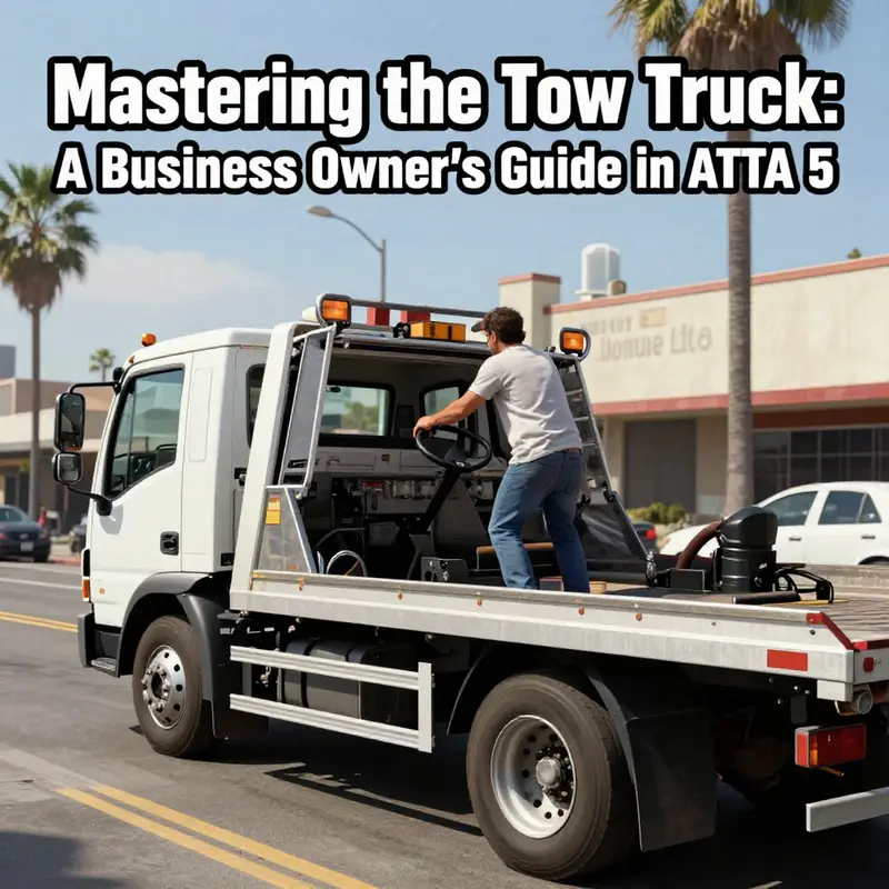 A player acquires a tow truck in Los Santos, ready for various tasks.