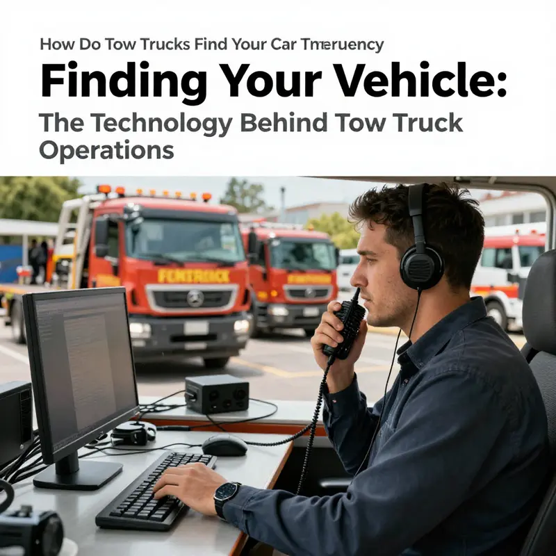 A tow truck utilizes GPS technology to pinpoint vehicle locations in real-time.