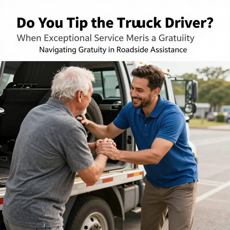 A tow truck driver providing assistance, showcasing common practices in tipping.