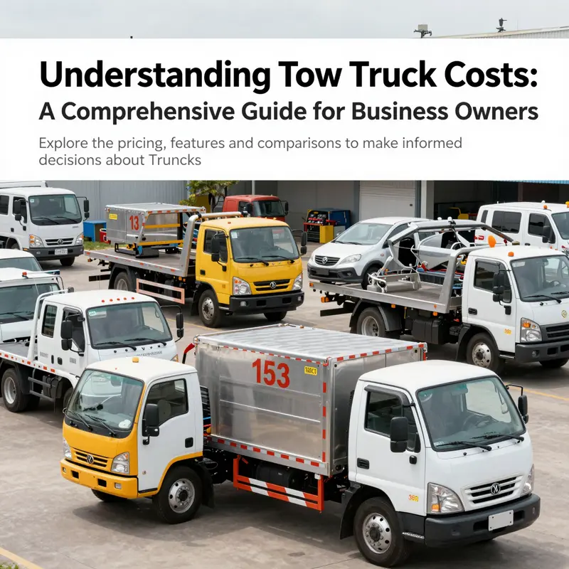 A cover image displaying various types of tow trucks with price labels, representing the guide's focus on cost analysis.