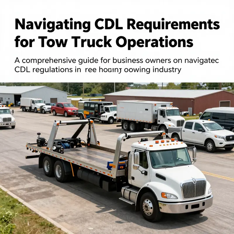 An image of a busy towing yard filled with diverse tow trucks, emphasizing the significance of CDL compliance in towing businesses.