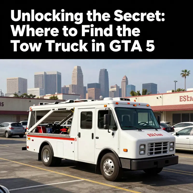 The tow truck parked at the FIB lot, a strategic location for players.