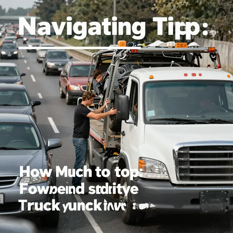 A tow truck driver provides professional service during an emergency, emphasizing the importance of tipping.