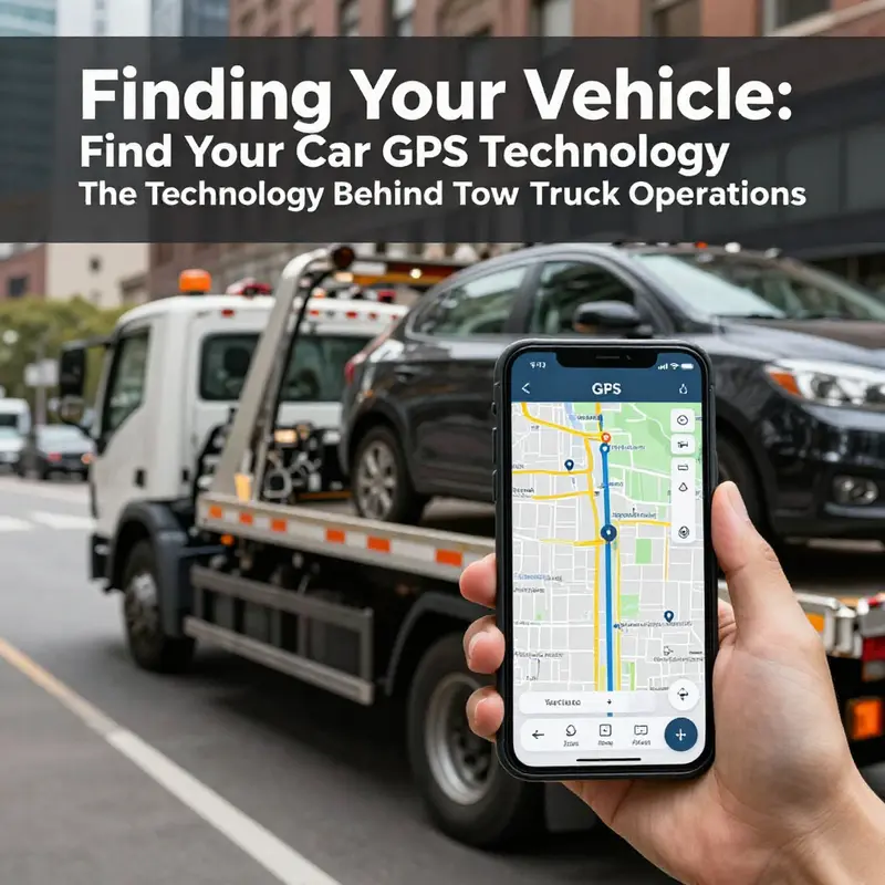 A tow truck utilizes GPS technology to pinpoint vehicle locations in real-time.