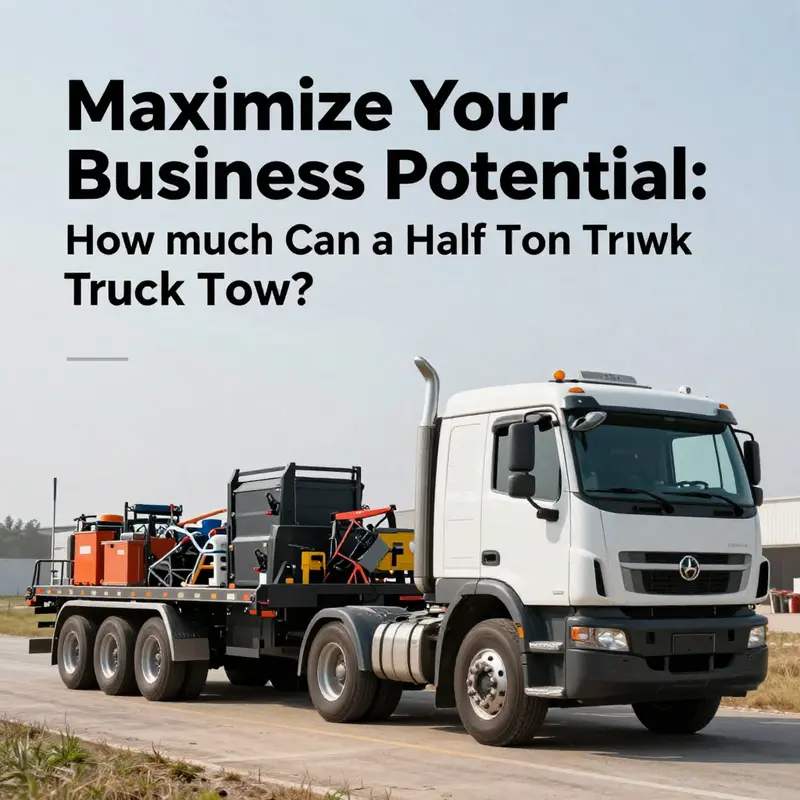A half-ton truck effectively towing a sizable trailer, showcasing its towing capabilities relevant for business needs.