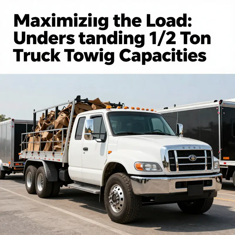 1/2 ton truck alongside different trailers, showcasing its towing versatility.