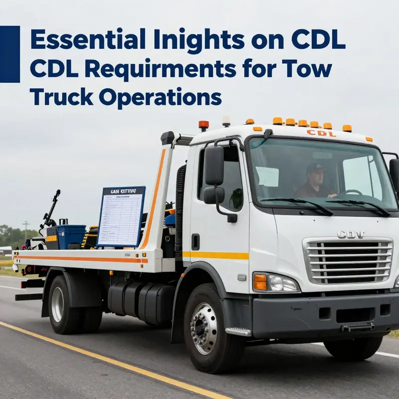 Illustration of CDL requirements for tow trucks, highlighting regulations based on vehicle weight.