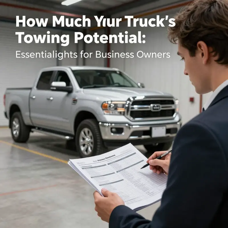 A business professional reviews their truck’s owner’s manual to determine towing capacity.
