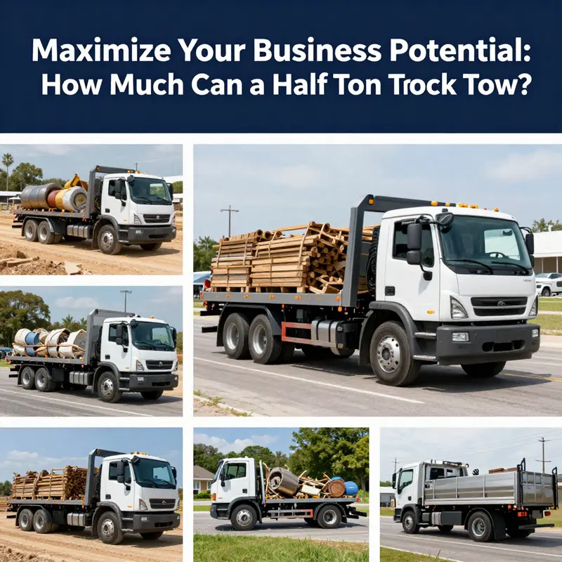 A half-ton truck effectively towing a sizable trailer, showcasing its towing capabilities relevant for business needs.