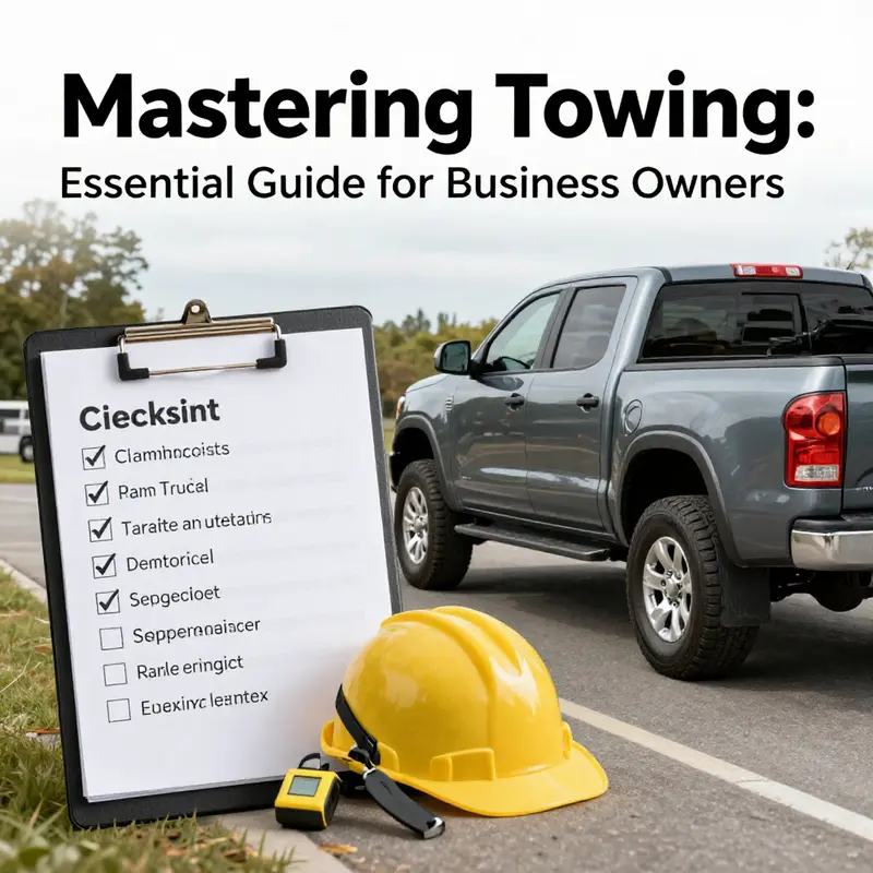 A properly equipped pickup truck towing a car, highlighting the legal compliance needed for towing operations.