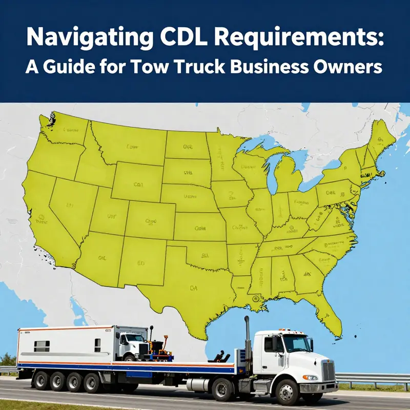 A tow truck driver reviews CDL regulations to ensure compliance.